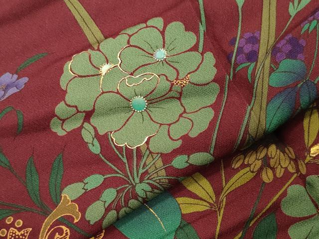 平和屋着物●訪問着 草花文 暈し染め 金彩 ロング丈 正絹 逸品 未使用 CABI0720gh