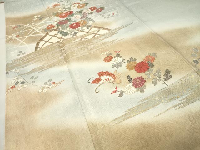 平和屋着物●中国三大刺繍 相良刺繍 訪問着 籬舞蝶文 暈し染め 金彩 松坂屋扱い 正絹 逸品 CABI0722gh