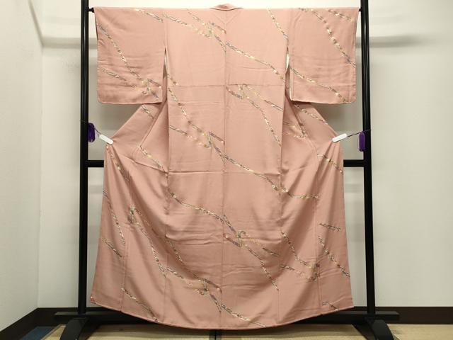 平和屋着物●上質な小紋 鬘帯花文 金彩 正絹 逸品 未使用 CABI0729gh