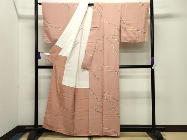平和屋着物●上質な小紋 鬘帯花文 金彩 正絹 逸品 未使用 CABI0729gh