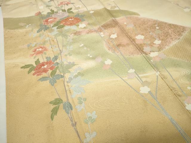 平和屋着物●訪問着 駒刺繍 流水牡丹梅文 暈し染め 金銀彩 正絹 逸品 CABI0733gh