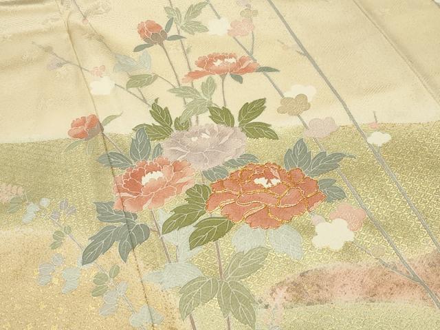 平和屋着物●訪問着 駒刺繍 流水牡丹梅文 暈し染め 金銀彩 正絹 逸品 CABI0733gh