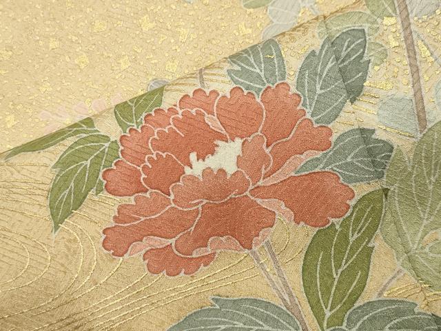 平和屋着物●訪問着 駒刺繍 流水牡丹梅文 暈し染め 金銀彩 正絹 逸品 CABI0733gh