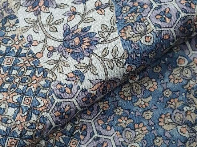 平和屋着物●結城紬 更紗花唐草文 証紙付き 正絹 逸品 未使用 CABI0736gh