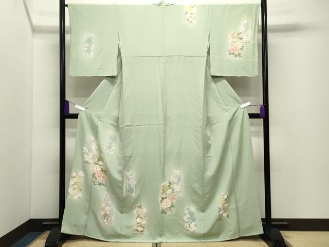 平和屋着物●訪問着 駒刺繍 短冊花文 暈し染め 金彩 正絹 逸品 CABI0741gh