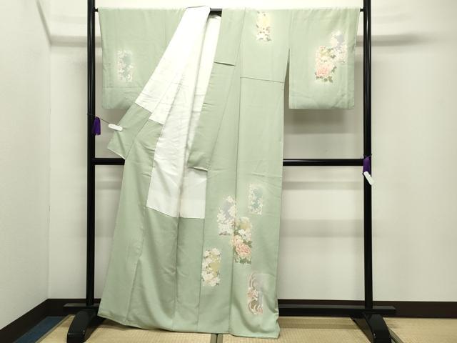平和屋着物●訪問着 駒刺繍 短冊花文 暈し染め 金彩 正絹 逸品 CABI0741gh