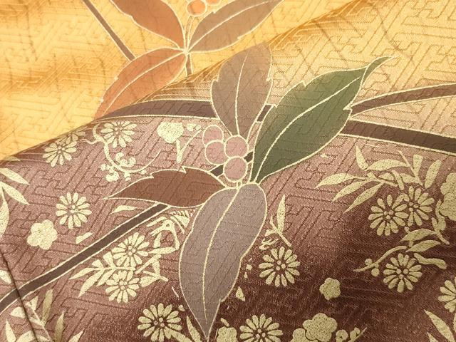 平和屋着物●訪問着 作家物 南天飛鶴文 暈し染め 金彩 正絹 逸品 CABI0746gh