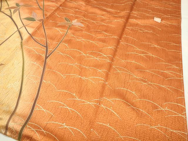 平和屋着物●訪問着 作家物 南天飛鶴文 暈し染め 金彩 正絹 逸品 CABI0746gh