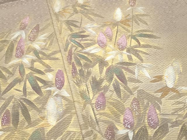 平和屋着物●訪問着 手描き 刺繍 草花文 暈し染め 金銀彩 正絹 逸品 CABI0751gh