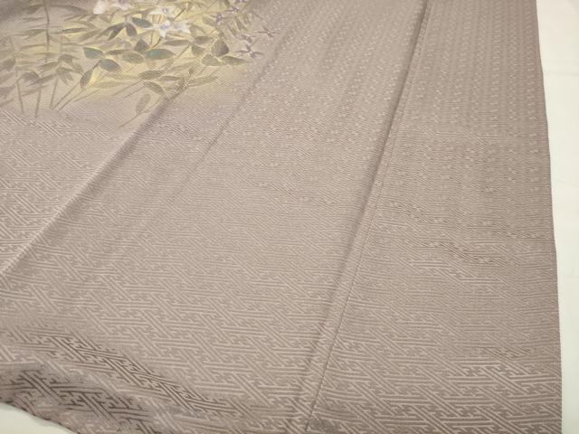 平和屋着物●訪問着 手描き 刺繍 草花文 暈し染め 金銀彩 正絹 逸品 CABI0751gh
