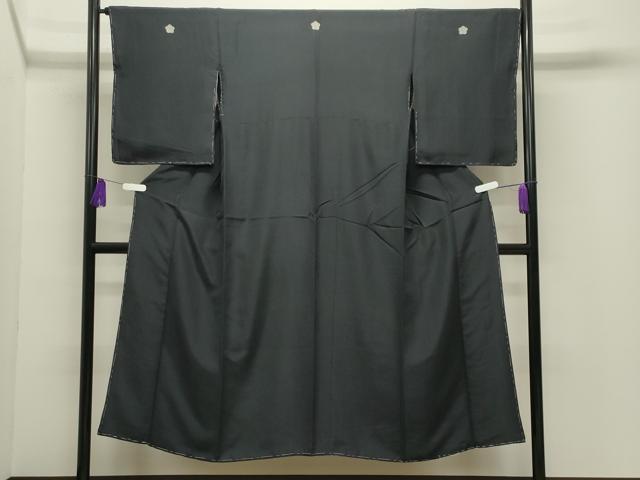 平和屋着物●紋付 漆黒色 正絹 逸品 CABI0753gh