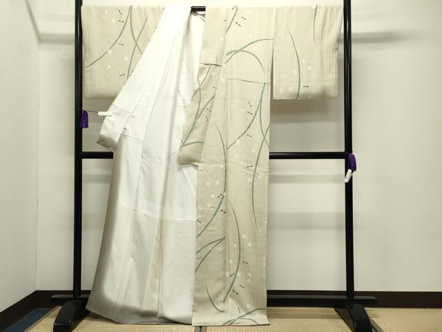 平和屋着物●上質な小紋 作家物 草花文 まるやま扱い 反端付き 正絹 逸品 CABI0760gh