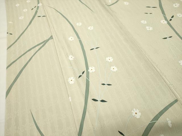 平和屋着物●上質な小紋 作家物 草花文 まるやま扱い 反端付き 正絹 逸品 CABI0760gh