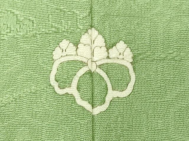 平和屋着物●上質な色無地 エ霞花鳥地紋 苗色 正絹 逸品 CABI0772gh