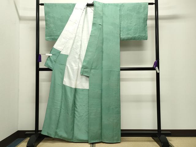 平和屋着物●上質な色無地 雲重ね吉祥地紋 薄青色 正絹 逸品 未使用 CABI0773gh