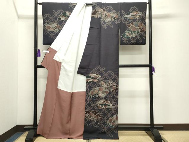 平和屋着物●訪問着 刺繍 地紙重ね花文 正絹 逸品 CABI0777gh