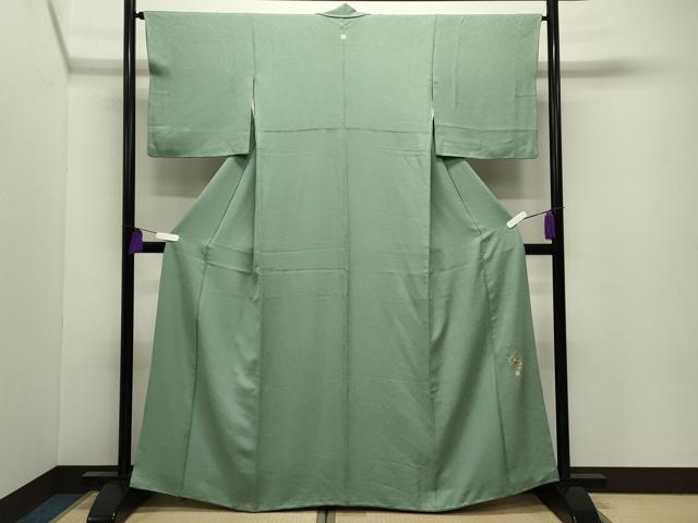 平和屋着物●上質な色無地 作家物 山葵色 正絹 逸品 CABI0781gh