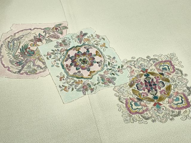 平和屋着物●訪問着 作家物 萬代草木染 色紙重ね鳳凰花文 暈し染め 鬼しぼ縮緬 正絹 逸品 CABI0788gh
