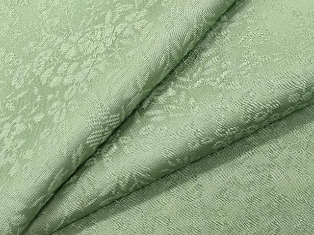 平和屋着物●上質な色無地 草花地紋 若葉色 正絹 逸品 CABI0789gh