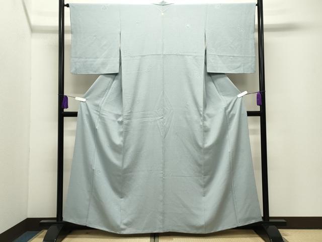 平和屋着物●上質な色無地 花丸地紋 秘色色 正絹 逸品 CABI0790gh