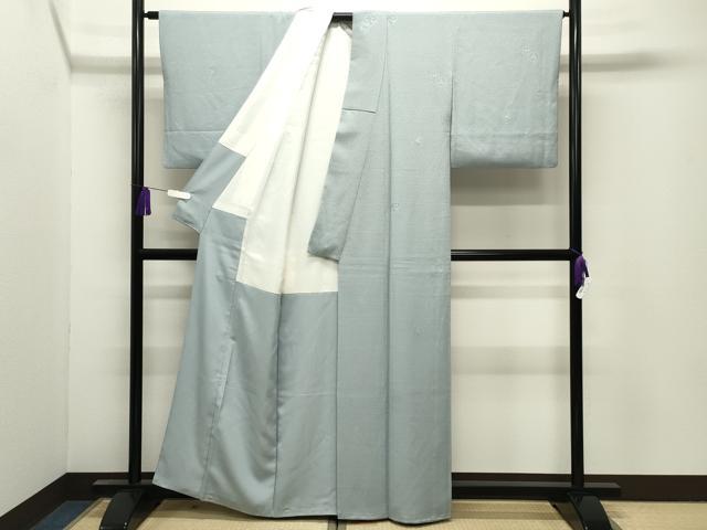 平和屋着物●上質な色無地 花丸地紋 秘色色 正絹 逸品 CABI0790gh
