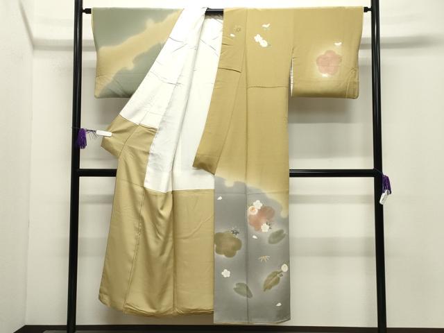 平和屋着物●訪問着 刺繍 雪輪舞花文 暈し染め 鬼しぼ縮緬 正絹 逸品 CABI0796gh