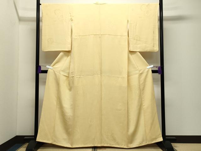 平和屋着物●上質な色無地 鏡裏花地紋 淡黄色 正絹 逸品 CABI0798gh