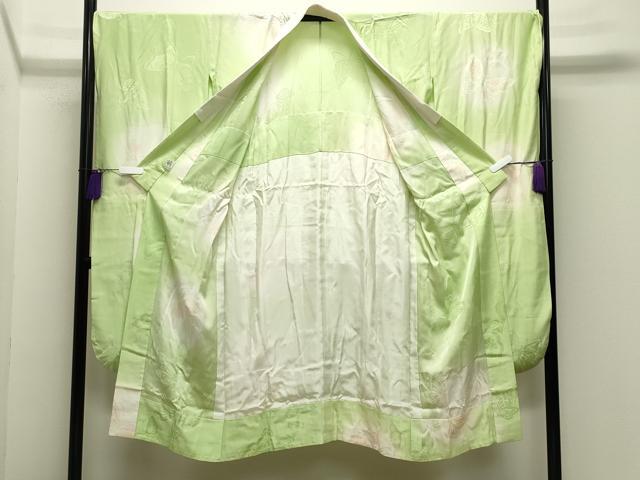 平和屋着物●振袖用長襦袢 無双仕立て 舞蝶地紋 蛍暈し 正絹 逸品 CABI0799gh