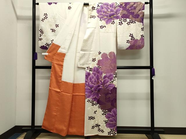 平和屋着物●訪問着 駒刺繍 牡丹花文 金彩 正絹 逸品 CABI0800gh
