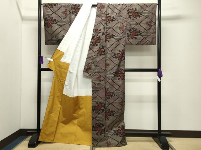 平和屋着物●本場大島紬 7マルキ 雲取り花文 さが美扱い 正絹 逸品 CABI0801gh