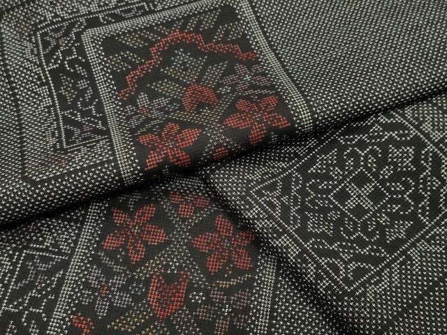 平和屋着物●本場大島紬 9マルキ 色紙重ね花文 正絹 逸品 CABI0802gh