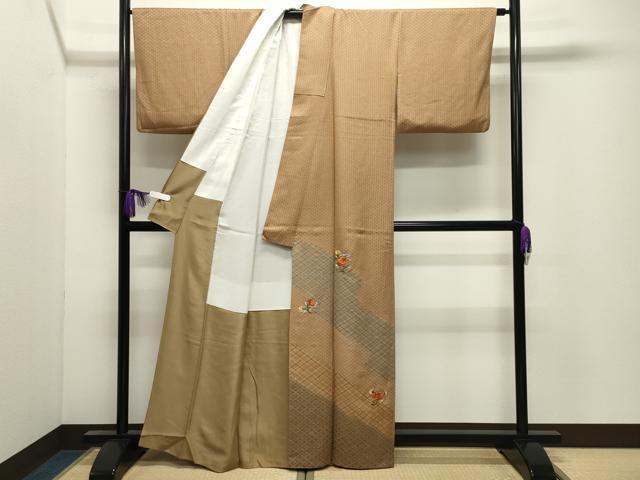 平和屋着物●訪問着 刺繍 花唐草文 金糸 正絹 逸品 CABI0803gh