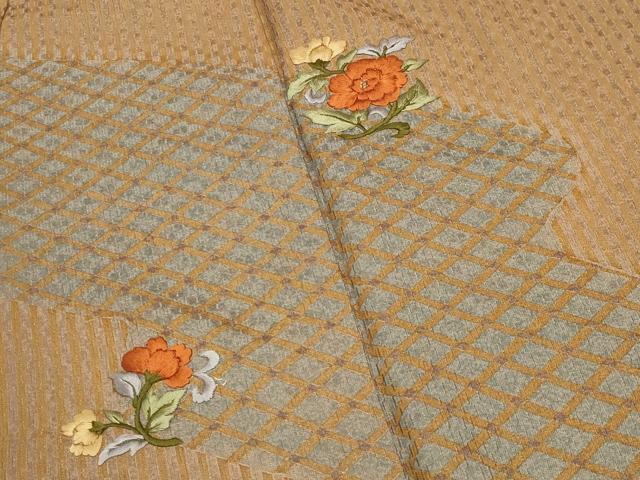 平和屋着物●訪問着 刺繍 花唐草文 金糸 正絹 逸品 CABI0803gh