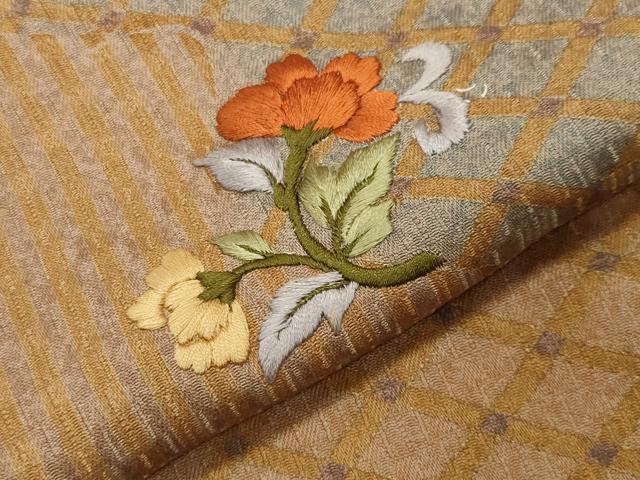 平和屋着物●訪問着 刺繍 花唐草文 金糸 正絹 逸品 CABI0803gh