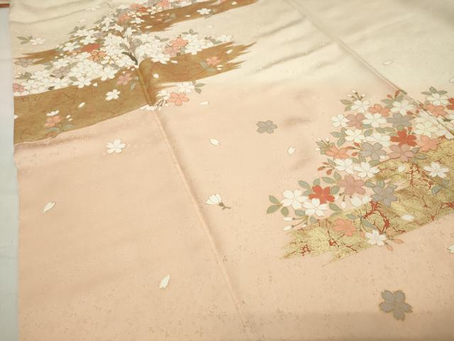 平和屋着物●訪問着 駒刺繍 舞桜文 暈し染め 金彩 正絹 逸品 CABI0809gh