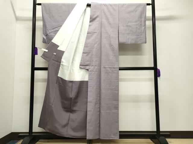 平和屋着物●結城紬 色無地 藤色 正絹 逸品 CABI0818gh