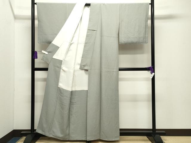 平和屋着物●上質な色無地 白鼠色 正絹 逸品 未使用 CABI0823gh