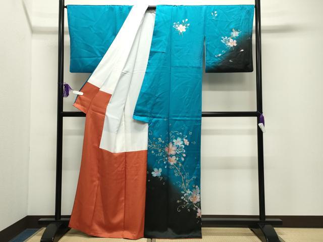 平和屋着物●訪問着 舞桜文 暈し染め 金彩 正絹 逸品 CABI0826gh