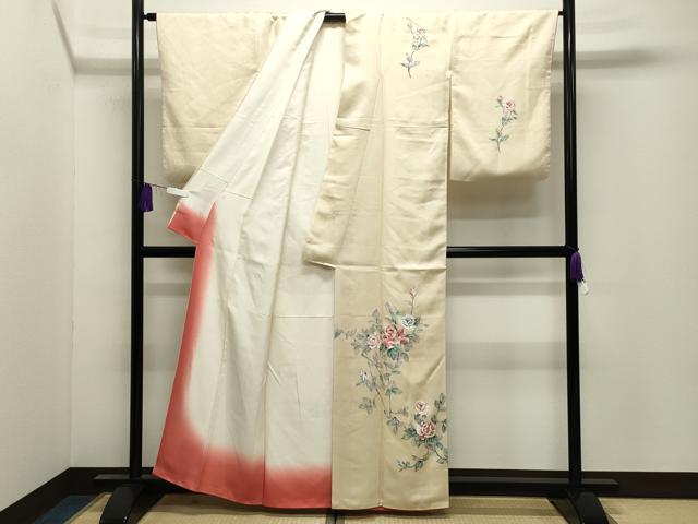 平和屋着物●訪問着 手描き 薔薇 正絹 逸品 CABI0830gh