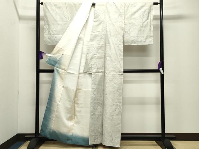 平和屋着物●本場大島紬 白大島 9マルキ 枝松文 近鉄百貨店扱い 大山謹製 証紙付き 正絹 逸品 未使用 CABI0841gh