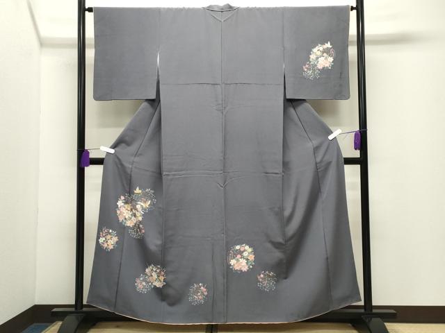 平和屋着物●訪問着 飛蝶花丸文 金彩 正絹 逸品 CABI0849gh