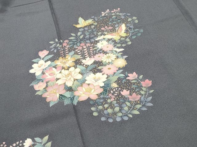 平和屋着物●訪問着 飛蝶花丸文 金彩 正絹 逸品 CABI0849gh