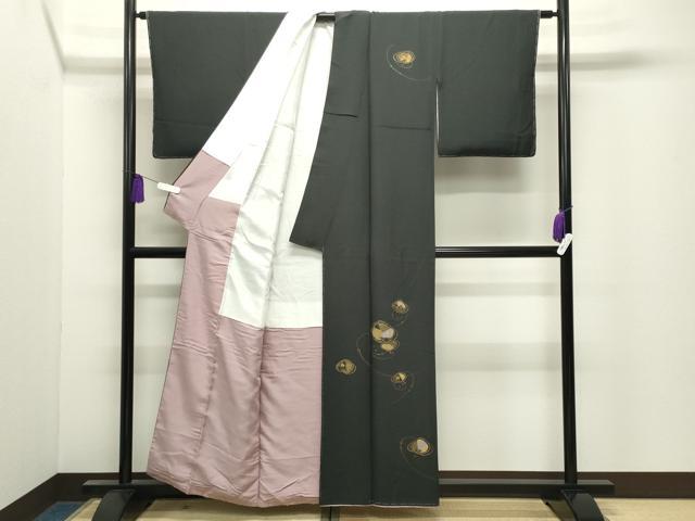 平和屋着物●訪問着 吉祥文 黒地 金彩 正絹 逸品 未使用 CABI0850gh