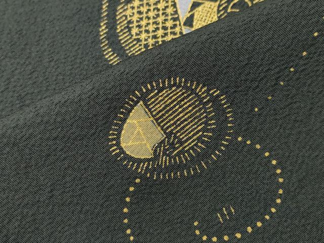 平和屋着物●訪問着 吉祥文 黒地 金彩 正絹 逸品 未使用 CABI0850gh