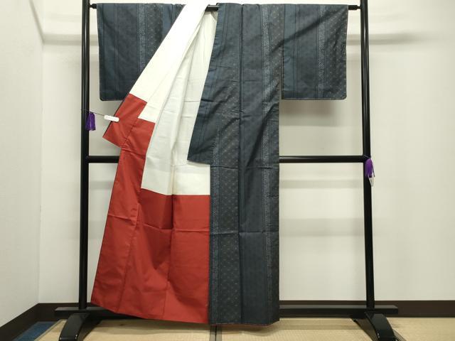 平和屋着物●本場大島紬 7マルキ 麻の葉吉祥間道 正絹 逸品 未使用 CABI0854gh