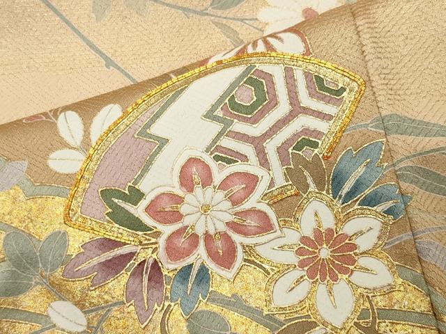 平和屋着物●訪問着 駒刺繍 地紙重ね花文 暈し染め 金銀彩 正絹 逸品 CABI0862gh