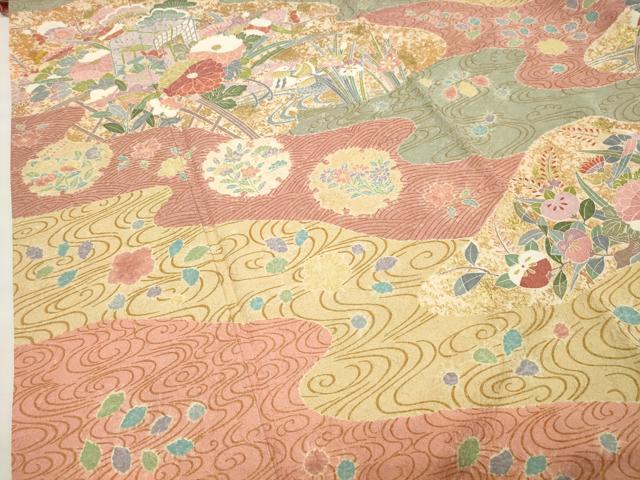 平和屋着物●訪問着 御所車鴛鴦花文 金彩 正絹 逸品 CABI0863gh