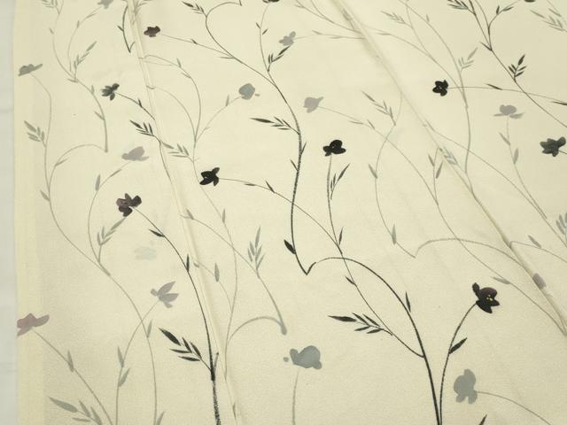 平和屋着物●上質な小紋 手描き 草花文 金彩 正絹 逸品 CABI0867gh
