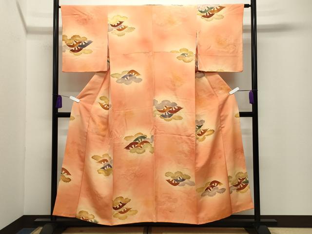 平和屋着物●上質な小紋 地紋起こし 雲重ね片輪車文 暈し染め 正絹 逸品 CABI0875gh