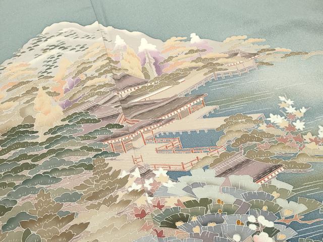 平和屋着物●訪問着 友禅 作家物 風景文 暈し染め 正絹 逸品 CABI0877gh